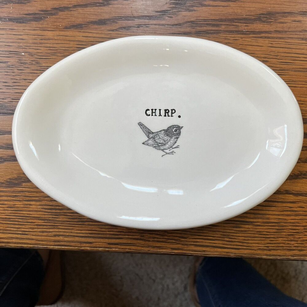 Rae Dunn Artisan Collection Chirp Bird 8โ Oval Plate